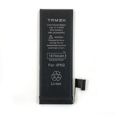 Акумулятор TAMEX для iPhone 5G 1670 mAh/підвищеної ємності Акумулятор TAMEX для iPhone 5G 1670 mAh/підвищеної ємності