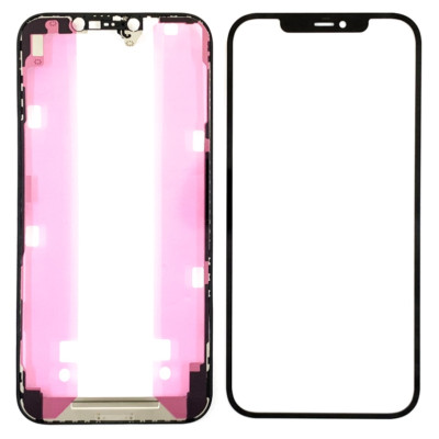 Скло дисплея для переклеювання iPhone 12 Pro MAX Black (OCA плівка+Рамка)