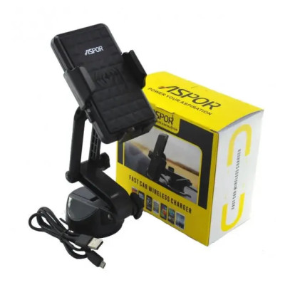 Holder (автотримач) Aspor Fast Charger Wireless (5V / 2A) - чорний Holder (автотримач) Aspor Fast Charger Wireless (5V / 2A) - чорний