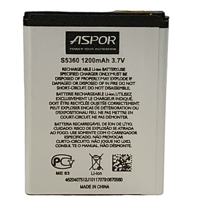 Акумулятор Aspor для Samsung S5360 / B5510 / B5512 / S5380 (EB454357VU) Акумулятор Aspor для Samsung S5360 / B5510 / B5512 / S5380 (EB454357VU)