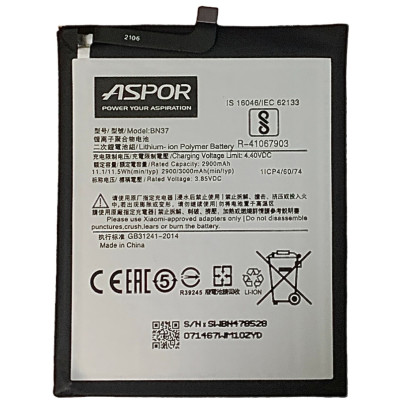 Акумулятор Aspor для Xiaomi Redmi 6 / Redmi 6A / m1804c3dg / m1804c3cg (BN37) Акумулятор Aspor для Xiaomi Redmi 6 / Redmi 6A / m1804c3dg / m1804c3cg (BN37)
