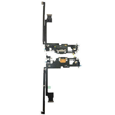 Шлейф з конектором зарядки для iPhone 12 Pro Max (мікрофон, компоненти) Original Black