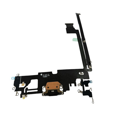 Шлейф з конектором зарядки для iPhone 12 Pro Max (мікрофон, компоненти) Original Black
