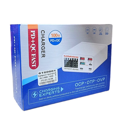 Зарядний пристрій WLX-896 40W / QC 6USB (5V-3A/9V-2A/12V-1.5A) MAX 5V/8A