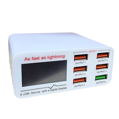 Зарядний пристрій WLX-896 40W / QC 6USB (5V-3A/9V-2A/12V-1.5A) MAX 5V/8A