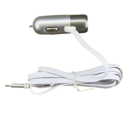 Автомобільний зарядний пристрій Aspor A38C Lightning Metal Series 2.4A/1USB- біло-сріблястий Автомобільний зарядний пристрій Aspor A38C Lightning Metal Series 2.4A/1USB- біло-сріблястий