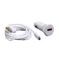 Автомобільний зарядний пристрій Aspor A901 (QC3.0/18W) LED + USB кабель Micro- білий