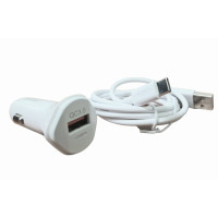 Автомобільний зарядний пристрій Aspor A901 (QC3.0/18W) LED + USB кабель Type-C- білий