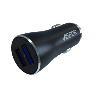 Автомобільний зарядний пристрій Aspor A918 metal блочок (2USB/3.4A) LED- чорний Автомобільний зарядний пристрій Aspor A918 metal блочок (2USB/3.4A) LED- чорний
