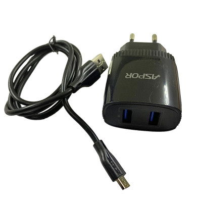 Мережевий зарядний пристрій Aspor A811 IQ /QC (2USB/2.4A) + USB кабель Micro- чорний Мережевий зарядний пристрій Aspor A811 IQ /QC (2USB/2.4A) + USB кабель Micro- чорний