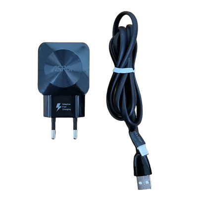 Мережевий зарядний пристрій Aspor F13C Carbon Series 2.1A/2USB + USB кабель Type-C- чорний Мережевий зарядний пристрій Aspor F13C Carbon Series 2.1A/2USB + USB кабель Type-C- чорний