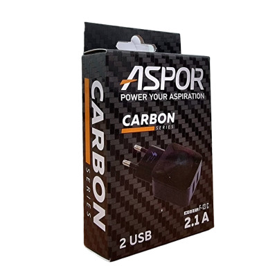 Мережевий зарядний пристрій Aspor F13C Carbon Series 2.1A/2USB- чорний Мережевий зарядний пристрій Aspor F13C Carbon Series 2.1A/2USB- чорний