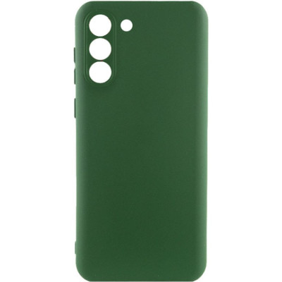 Накладка (з мікрофіброю) Silicone Cover Lakshmi Full Camera для Samsung S21 FE- темно-зелений