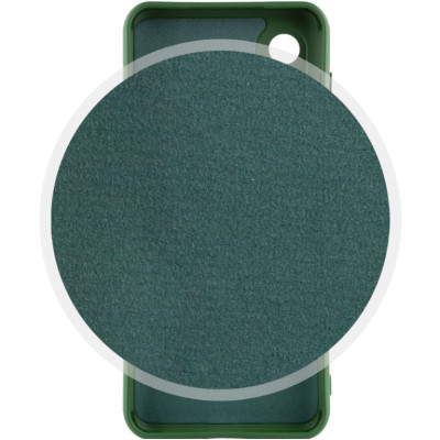 Накладка (з мікрофіброю) Silicone Cover Lakshmi Full Camera для Samsung S21 FE- темно-зелений