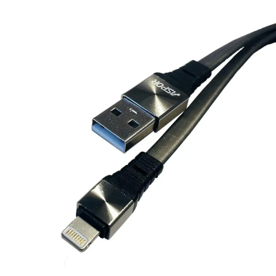 USB кабель Aspor A159 Lightning Плоский Silicon 2.4A/1.2м- чорний