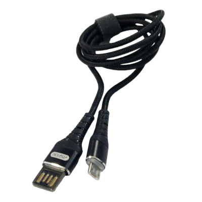 USB кабель Aspor A178 Micro LED Nylon 2.4A/1м- чорний