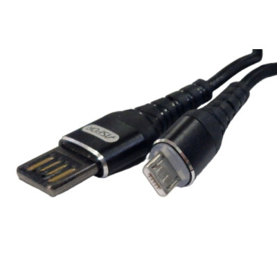 USB кабель Aspor A178 Micro LED Nylon 2.4A/1м- чорний