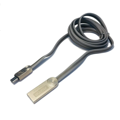 USB кабель Aspor AC-15 Micro Плоский 2.4A/1.2м- чорний USB кабель Aspor AC-15 Micro Плоский 2.4A/1.2м- чорний