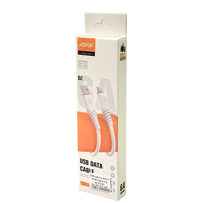 USB кабель Aspor A126 Lightning 6A PD QC (Quick / Fast Charge)- білий USB кабель Aspor A126 Lightning 6A PD QC (Quick / Fast Charge)- білий