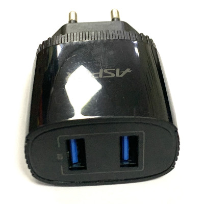 Мережевий зарядний пристрій Aspor A811 IQ /QC (2USB/2.4A)- чорний Мережевий зарядний пристрій Aspor A811 IQ /QC (2USB/2.4A)- чорний
