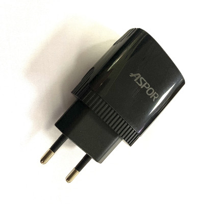 Мережевий зарядний пристрій Aspor A811 IQ /QC (2USB/2.4A)- чорний Мережевий зарядний пристрій Aspor A811 IQ /QC (2USB/2.4A)- чорний