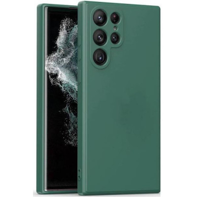 Накладка (з мікрофіброю) Silicone Cover Lakshmi Full Camera для Samsung S22 Ultra- темно-зелений