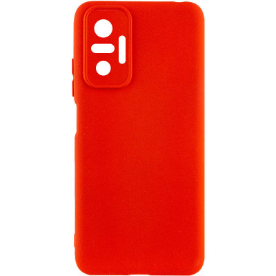 Накладка (з мікрофіброю) Silicone Cover Lakshmi Full Camera для Xiaomi Redmi Note 10 Pro / Note 10 Pro Max- червоний