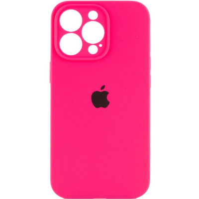 Накладка (з мікрофіброю) Silicon Case Full Camera для iPhone 14 Plus (6.7)- яскраво-рожевий