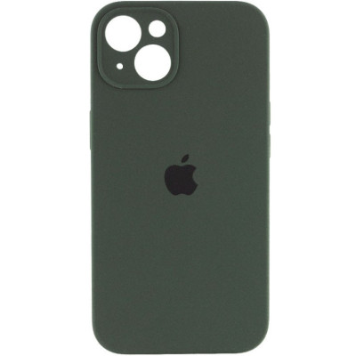 Накладка (з мікрофіброю) Silicon Case Full Camera для iPhone 14 Plus (6.7)- темно-зелений