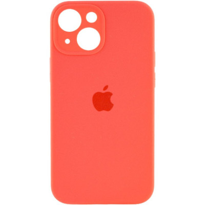 Накладка (з мікрофіброю) Silicon Case Full Camera для iPhone 11 (6.1) квадратні кути- кораловий