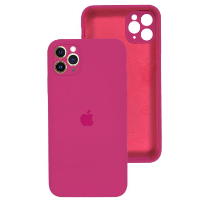 Накладка (з мікрофіброю) Silicon Case Full Camera для iPhone 13 Pro Max (6.7)- малиновий