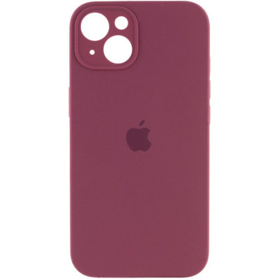 Накладка (з мікрофіброю) Silicon Case Full Camera для iPhone 12 (6.1)- марсала