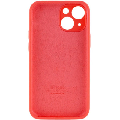Накладка (з мікрофіброю) Silicon Case Full Camera для iPhone 13 (6.1)- кораловий