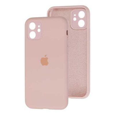 Накладка (з мікрофіброю) Silicon Case Full Camera для iPhone 13 (6.1)- рожевий пісок