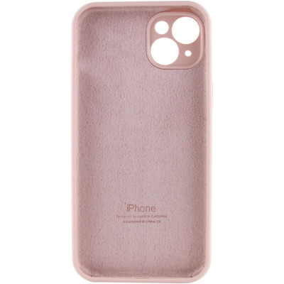 Накладка (з мікрофіброю) Silicon Case Full Camera для iPhone 13 (6.1)- пудровий