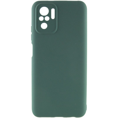 Накладка (з мікрофіброю) Silicone Cover Lakshmi Full Camera для Xiaomi Redmi Note 10 Pro / Note 10 Pro Max- темно-зелений