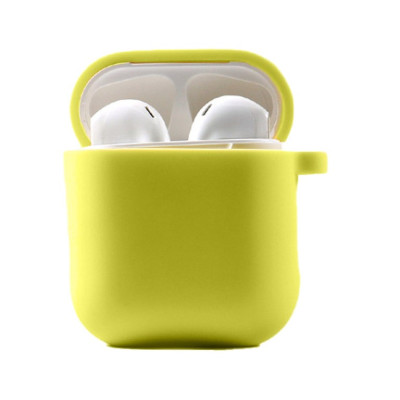 Чохол силіконовий для AirPods 1/2 з мікрофіброю- жовтий