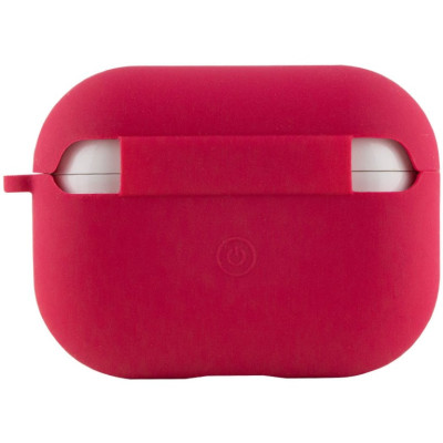 Чохол силіконовий для AirPods Pro 2 / Pro з мікрофіброю- червона троянда
