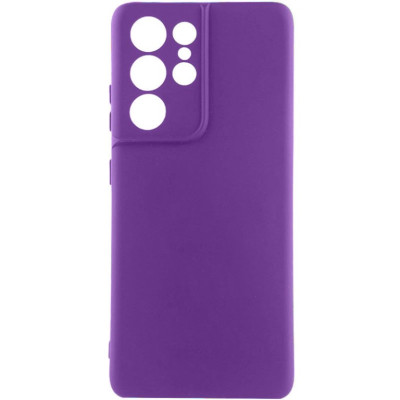Накладка (з мікрофіброю) Silicone Cover Lakshmi Full Camera для Samsung S22 Ultra- фіолетовий