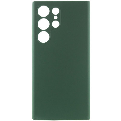 Накладка (з мікрофіброю) Silicone Cover Lakshmi Full Camera для Samsung S23 Ultra- темно-зелений