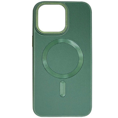 Накладка шкіряна Bonbon Leather Metal Style with Magnetic для iPhone 14- сосново зелений Накладка шкіряна Bonbon Leather Metal Style with Magnetic для iPhone 14- сосново зелений