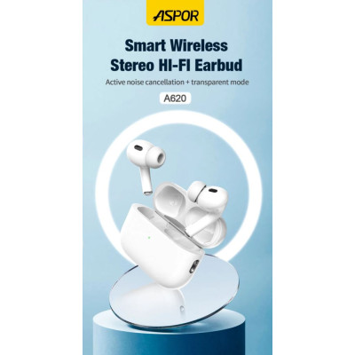 Bluetooth навушники Aspor A620 Earbuds Pro 2- білий