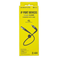 USB кабель Borofone BX32 Munificent nylon Lightning (0.25м/2.4A)- чорний USB кабель Borofone BX32 Munificent nylon Lightning (0.25м/2.4A)- чорний