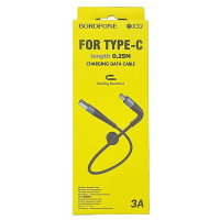 USB кабель Borofone BX32 Munificent nylon Type-C (0.25м/3A)- чорний USB кабель Borofone BX32 Munificent nylon Type-C (0.25м/3A)- чорний