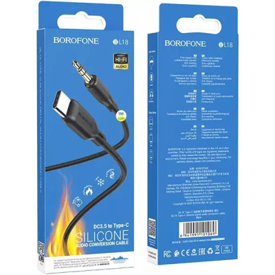 AUX кабель Borofone BL18 (3.5мм to Type-C)- чорний AUX кабель Borofone BL18 (3.5мм to Type-C)- чорний