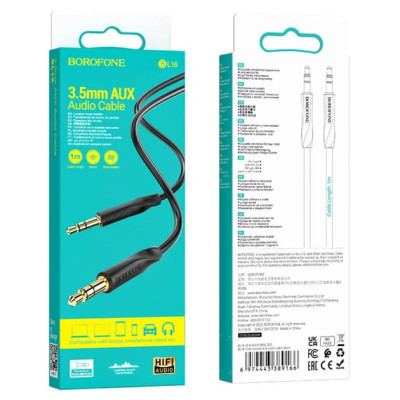AUX кабель Borofone BL16 1м- чорний AUX кабель Borofone BL16 1м- чорний