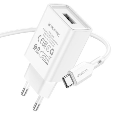 Мережевий зарядний пристрій BOROFONE BA68A (1USB/2.1A) + USB кабель Micro- білий Мережевий зарядний пристрій BOROFONE BA68A (1USB/2.1A) + USB кабель Micro- білий