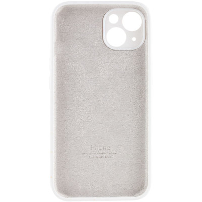 Накладка (з мікрофіброю) Silicon Case Full Camera для iPhone 15 (6.1)- білий