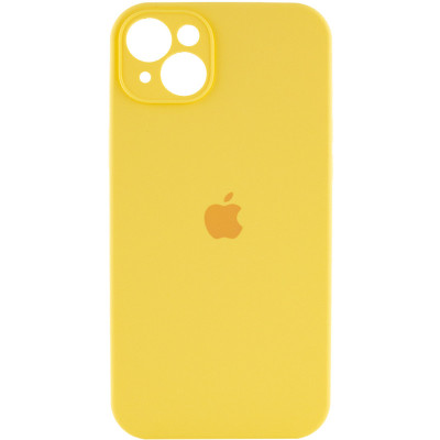 Накладка (з мікрофіброю) Silicon Case Full Camera для iPhone 15 (6.1)- лимонний