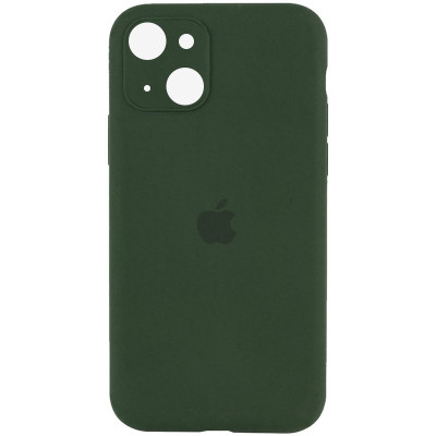 Накладка (з мікрофіброю) Silicon Case Full Camera для iPhone 15 (6.1)- темно-зелений